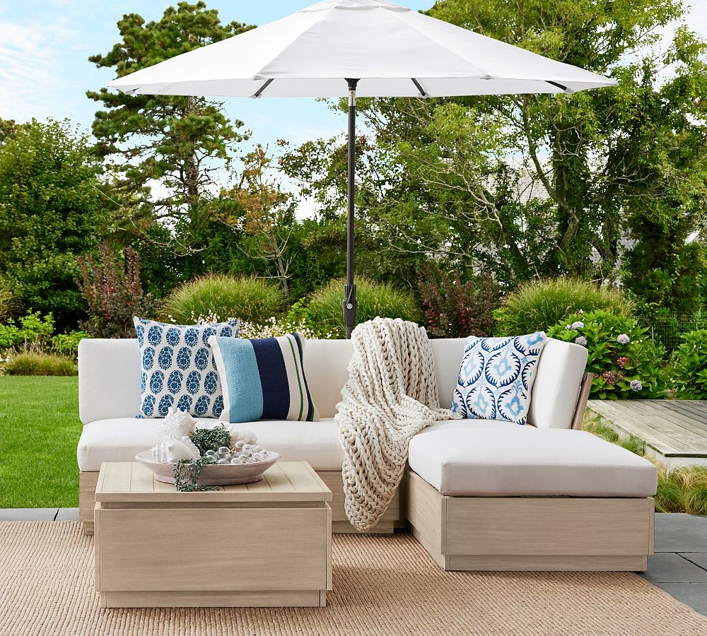 Indio Eucalyptus Modern Platform 3-Piece Loveseat Outdoor Sectional (90&quot;)