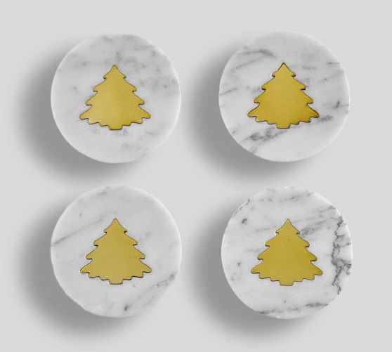 Marble Tree Inlay Coasters - Set of 4