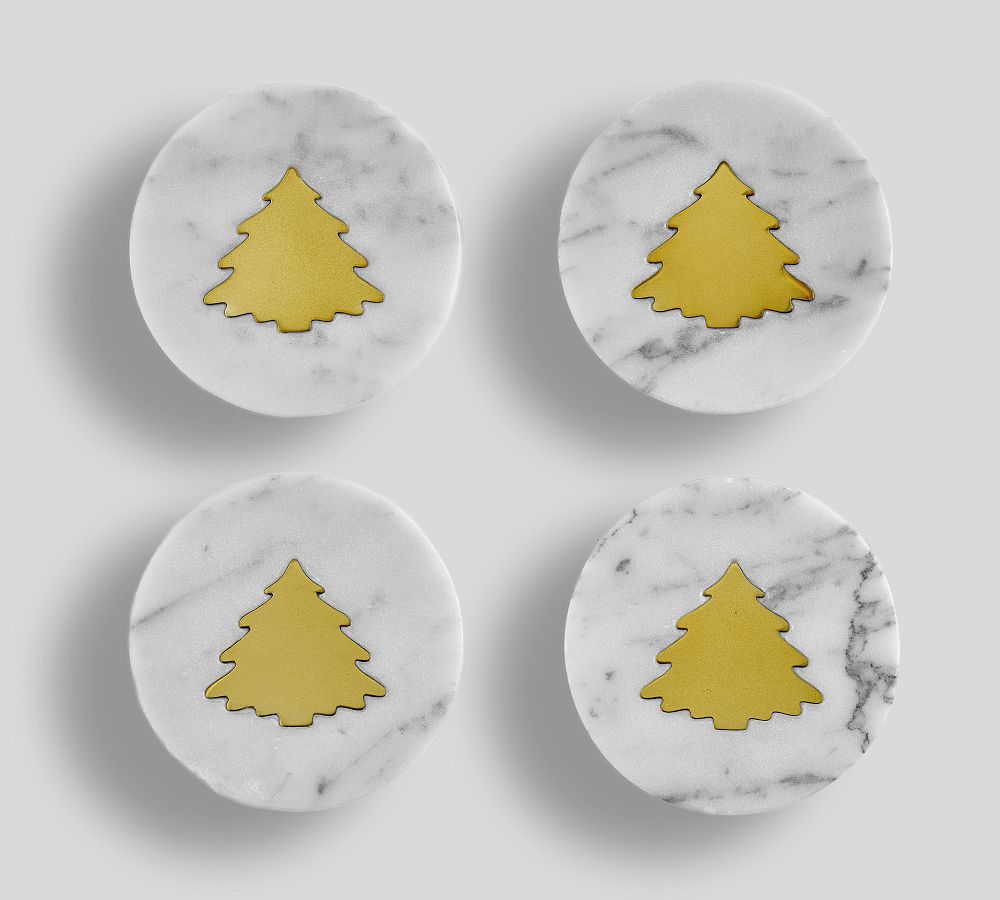 Marble Tree Inlay Coasters - Set of 4