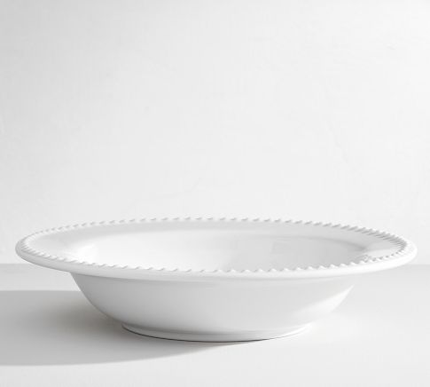 Emma Beaded Stoneware Soup Bowls, Set of 4 - True White
