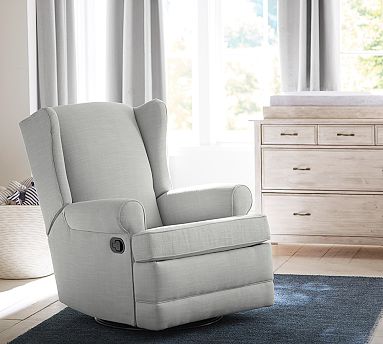 PB Wingback Manual Power Swivel Glider Recliner Pottery Barn
