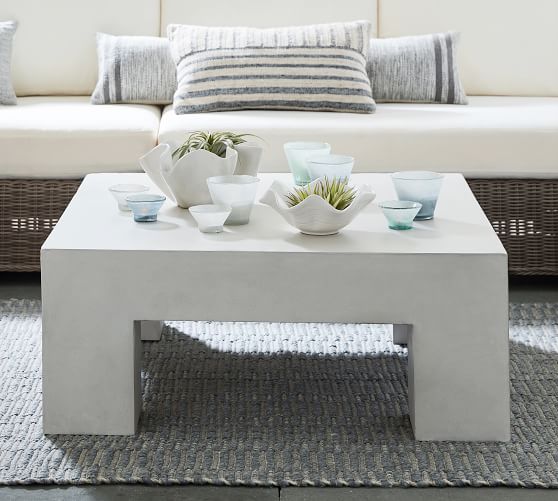 Pomona Concrete Chunky Leg Outdoor Coffee Table 40 Pottery Barn