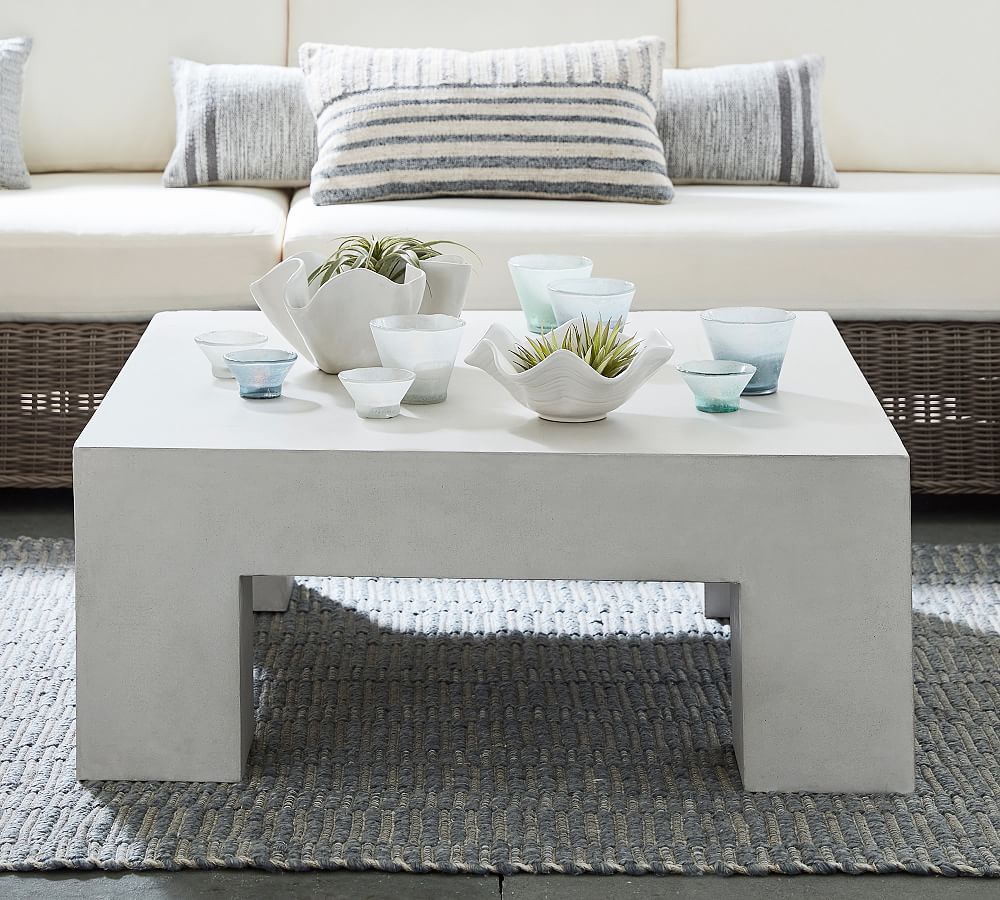 Pomona Concrete Chunky Leg Square Outdoor Coffee Table (40&quot;)