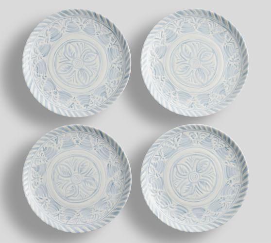 Chambray Tile Outdoor Melamine Dinner Plates - Set of 4