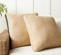 Faux Natural Fiber Gusset Outdoor Pillow