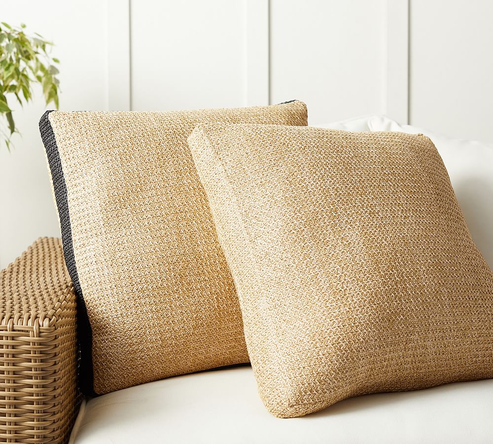 Faux Natural Fiber Gusset Outdoor Pillow