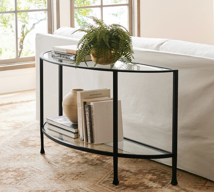 Tanner Demilune Glass Grand Console Table 56