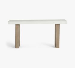 Pomona Concrete &amp; Acacia Rectangular Outdoor Console Table (65&quot;)