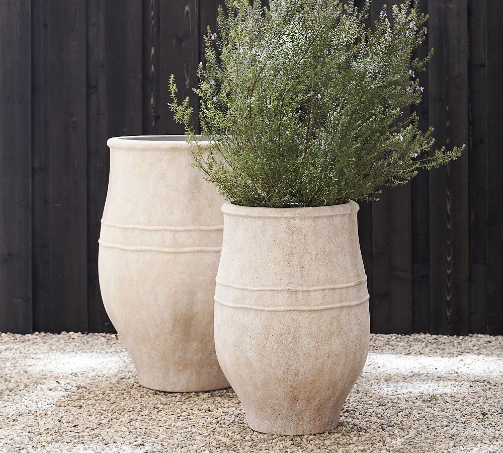 Sienna Cement Outdoor Planters - Large & Tall Sizes