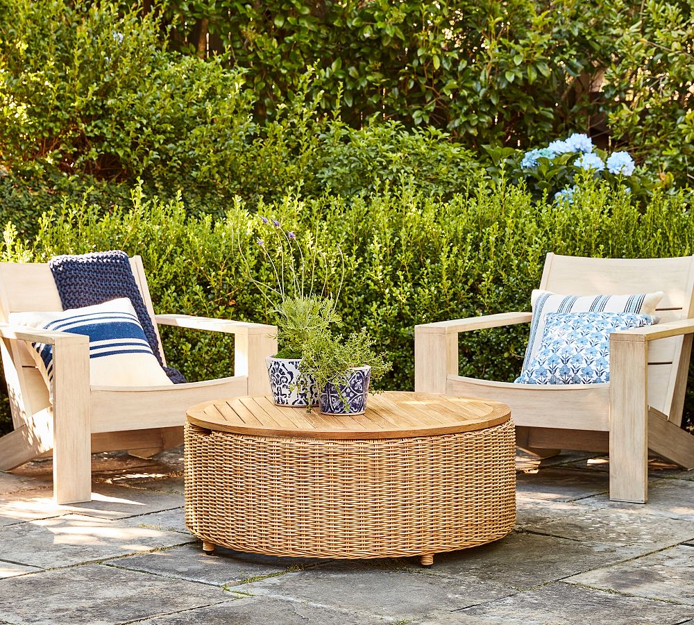 Westport Wicker Round Storage Outdoor Coffee Table (36&quot;)