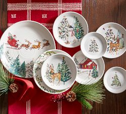 Christmas in the Country Stoneware Salad Plates - Mixed Set of 4