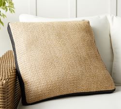 Faux Natural Fiber Gusset Outdoor Pillow
