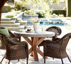 Torrey Wicker Roll Arm Outdoor Dining Chair