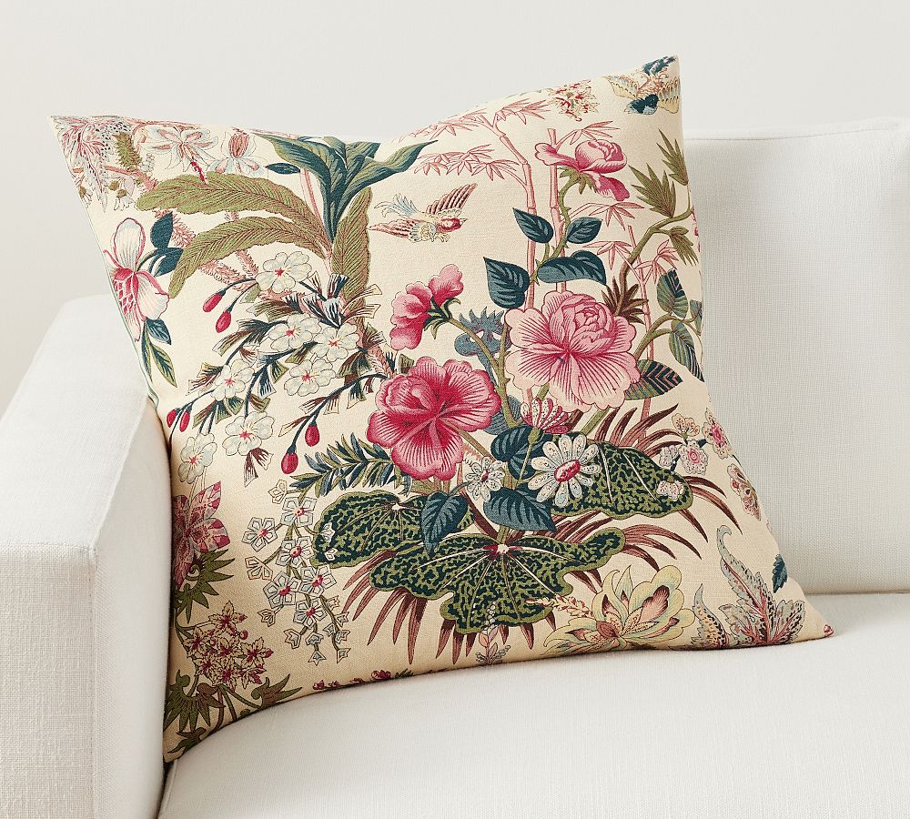 Rose Floral Stripe Reversible Pillow