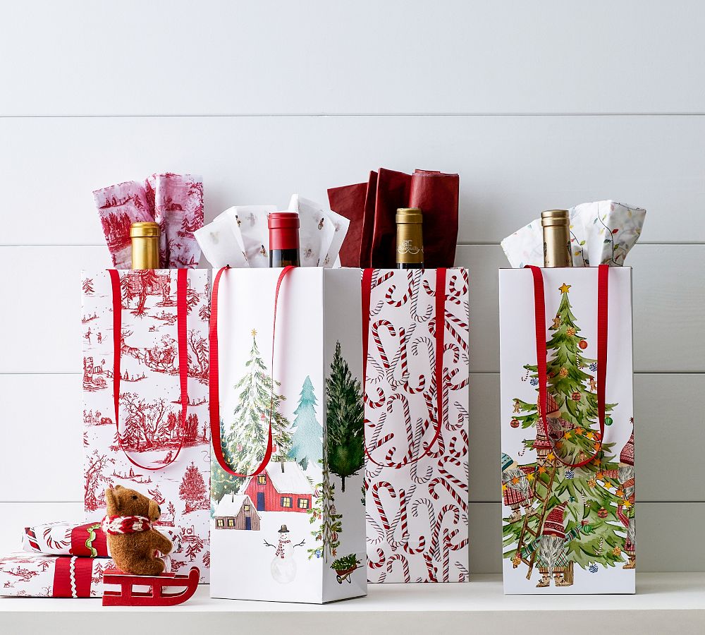 Holiday Wine Gift Bags - Set of 4