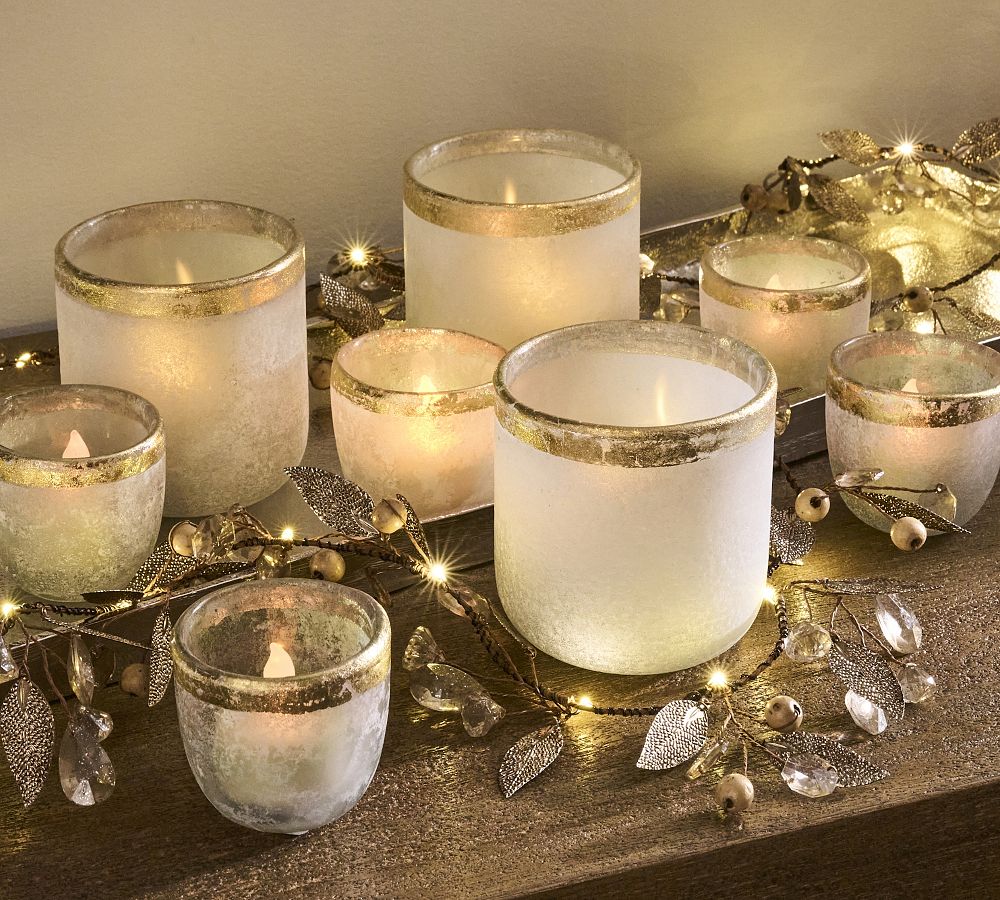 Modern Glass Candle Holders - White &amp; Gold