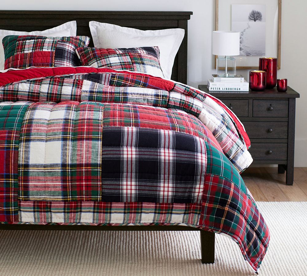Stewart Plaid Patchwork Applique Quilt