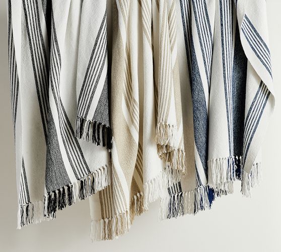 Modern Farmhouse Handwoven Striped Throw