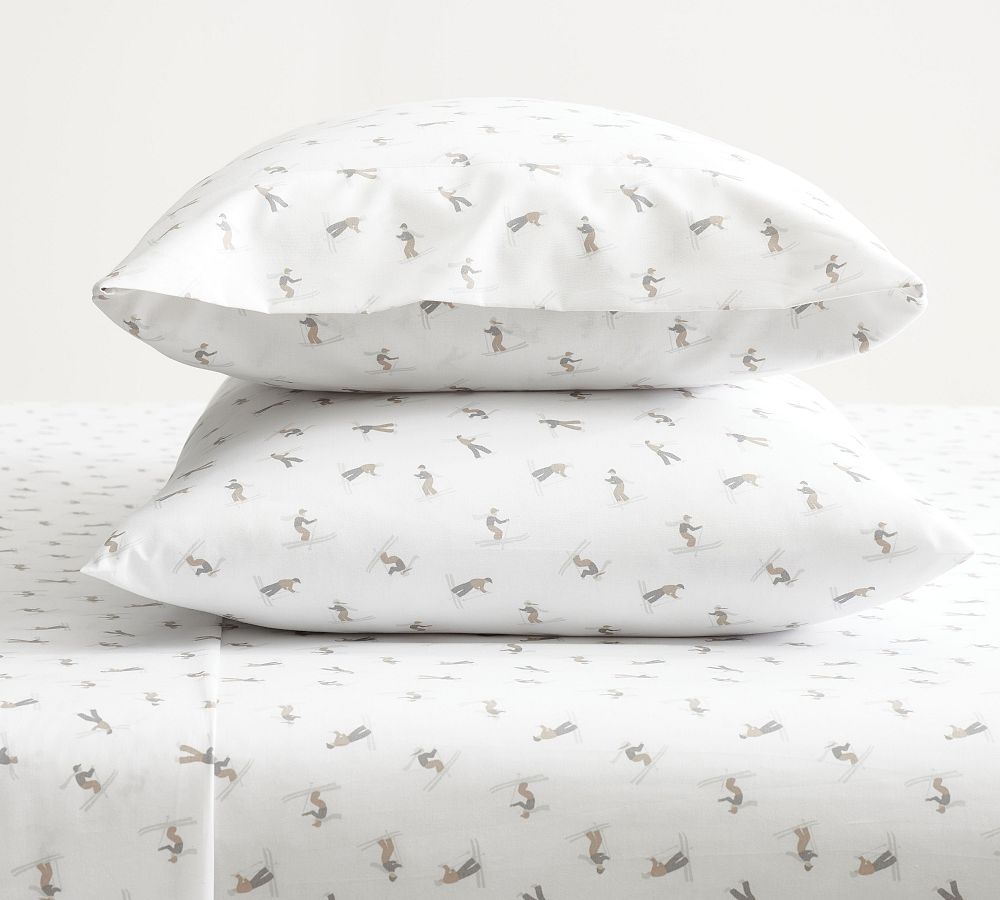 Winter Skiers Percale Pillowcases - Set of 2