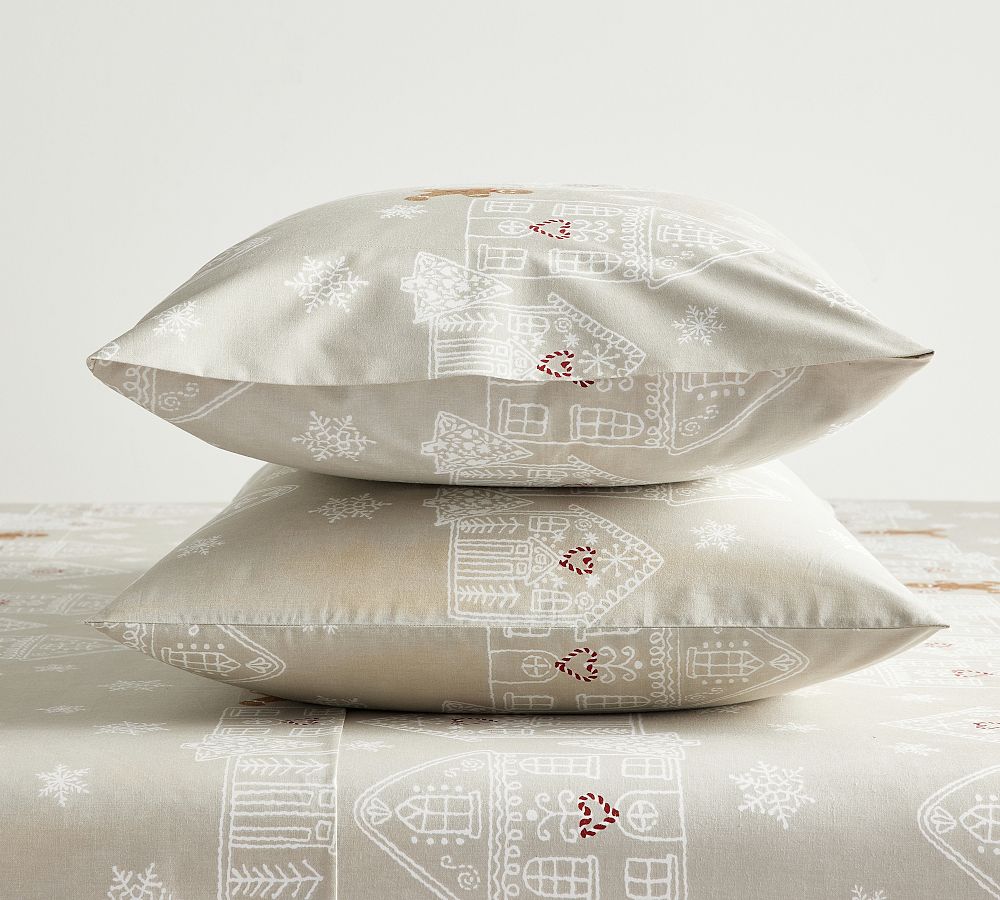 Gingerbread Village Percale Pillowcases - Set of 2