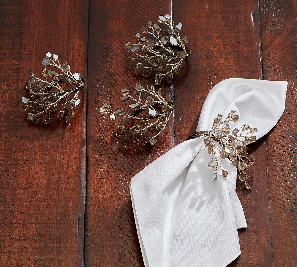 Smoke Crystal Handcrafted Napkin Ring - Set of 4