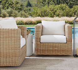 Huntington Wicker Square Arm Swivel Outdoor Lounge Chair