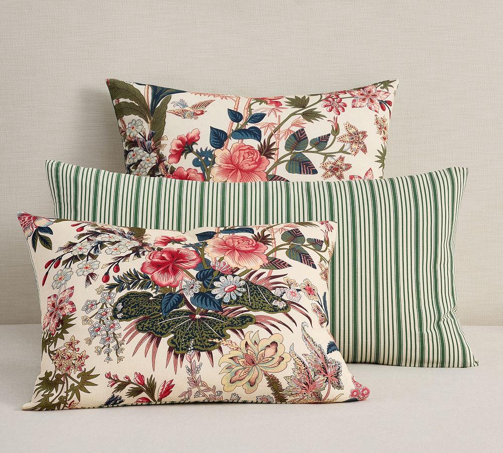 Rose Floral Stripe Reversible Sham