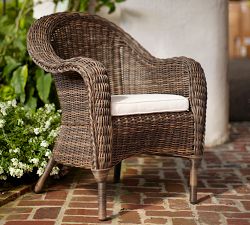 Torrey Wicker Roll Arm Outdoor Dining Chair