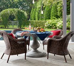 Torrey Wicker Roll Arm Outdoor Dining Chair