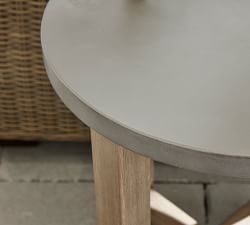 Abbott Concrete &amp; Acacia Round Outdoor Side Table (20&quot;)