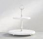 White Marble Pewter Tiered Stand