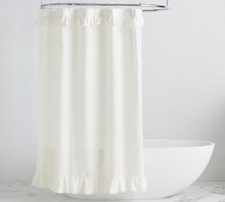 Belgian Flax Linen Ruffle Shower Curtain