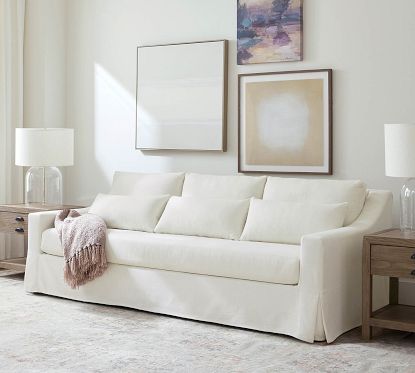 York Slope Arm Deep Seat Slipcovered Fabric Sofa Pottery Barn