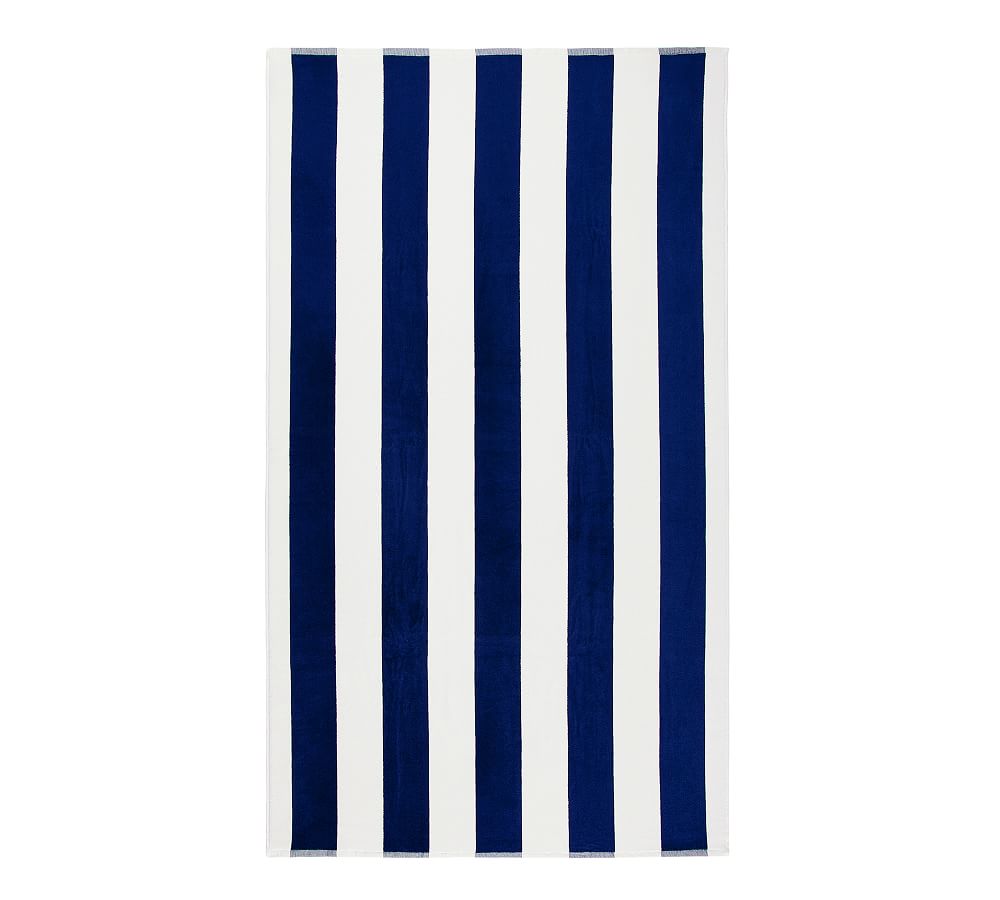 Classic Awning Striped Towel- Navy (Beach Size)