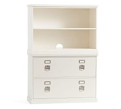 Bedford Bookcase with 2-Drawer Lateral File Cabinet, Antique White, 41"L x 58.5"H