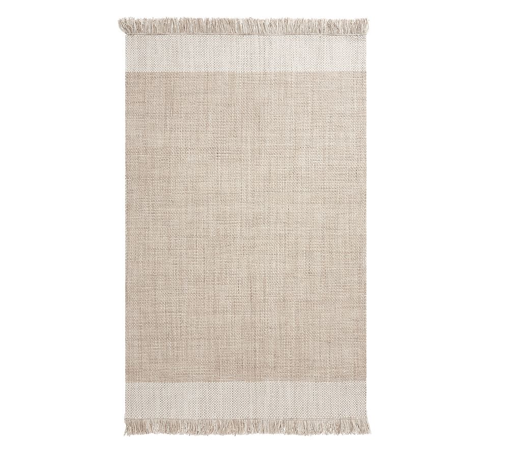Khaki and White Flat Woven Wool Outdoor Rug, 2' x 3'