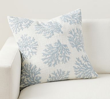 Coral Embroidered Pillow Cover