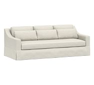 York Slope Arm Slipcovered Deep Seat Grand Sofa 95&quot; 3x1, Down Blend Wrapped Cushions, Performance Boucle Oatmeal