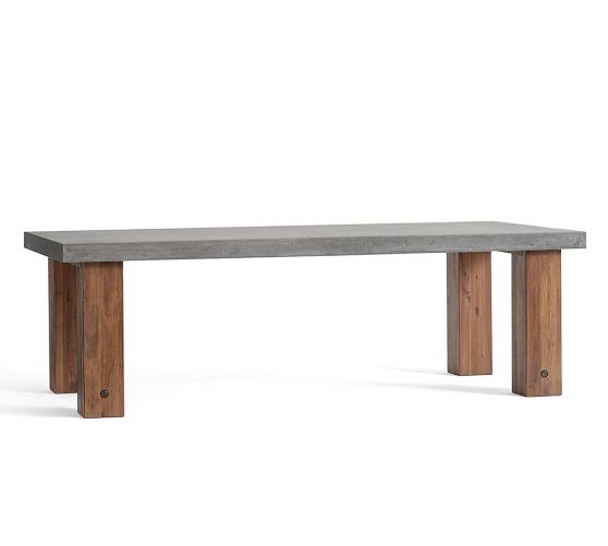 Abbott Concrete & Acacia Chunky Leg Outdoor Dining Table (96")