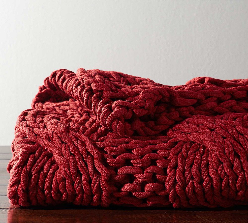Colossal Handknit Throw, Cardinal