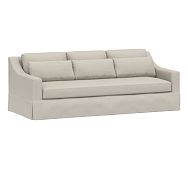 York Slope Arm Slipcovered Deep Seat Grand Sofa 95&quot; 3x1, Down Blend Wrapped Cushions, Performance Heathered Tweed Pebble