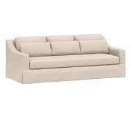 York Slope Arm Slipcovered Deep Seat Grand Sofa 95&quot; 3x1, Down Blend Wrapped Cushions, Performance Everydaylinen&#8482; Oatmeal