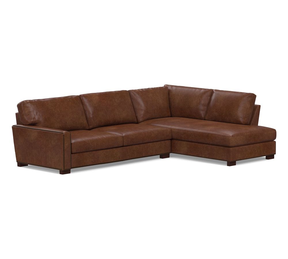 Turner Square Leather Sectional Sofa Shop Now Pottery Barn