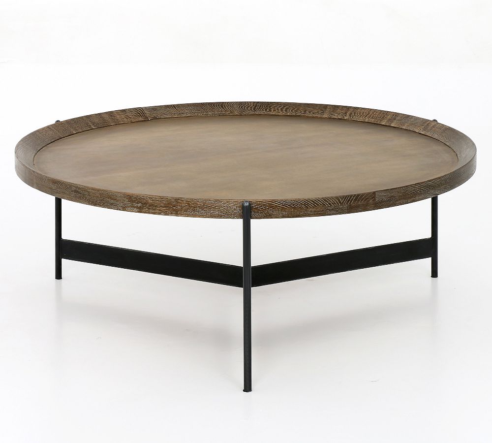 Burnt Oak and Powder Black 40" Industrial Round Coffee Table