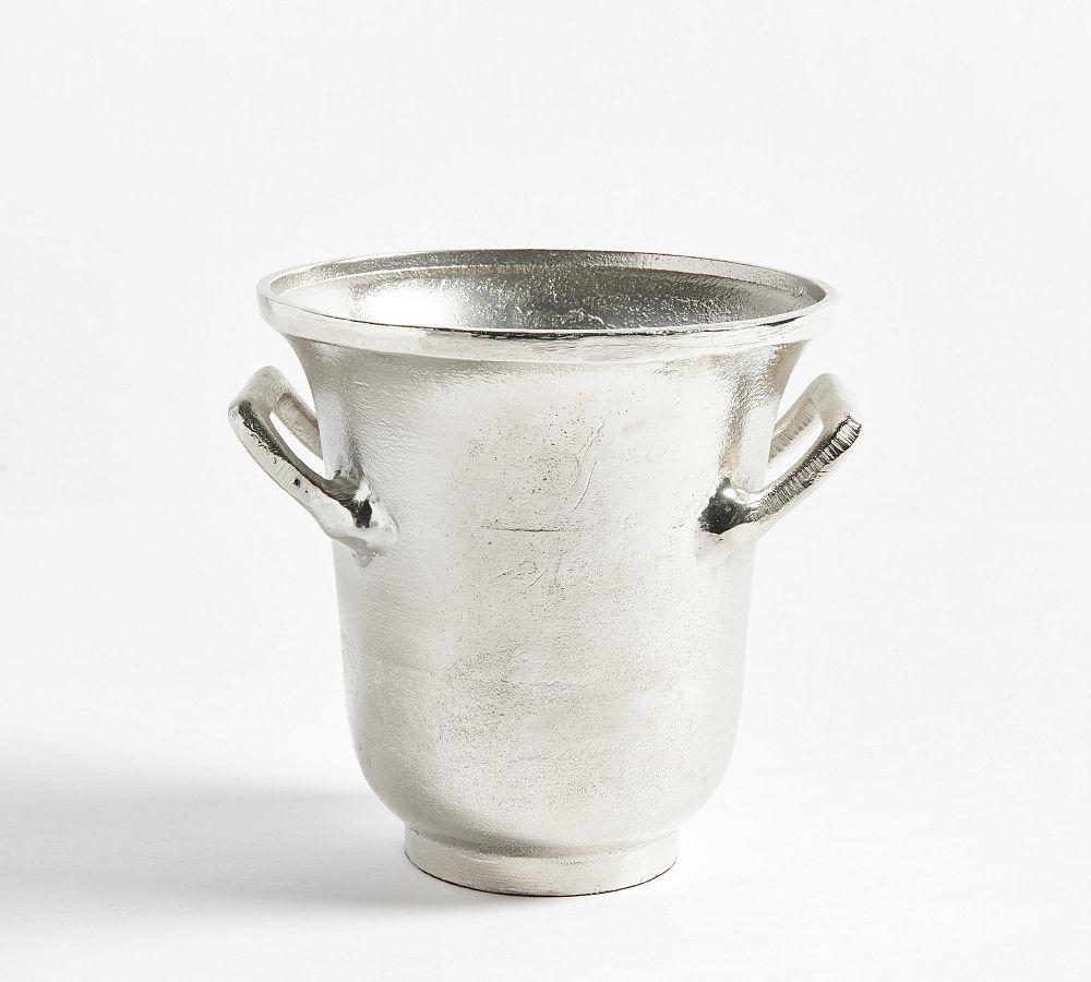 Rustic Metal Handcrafted Ice Bucket - Silver