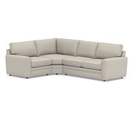 Pearce Square Arm Upholstered Right 3-Piece Wedge Sectional, Down Blend Wrapped Cushions, Performance Heathered Tweed Pebble