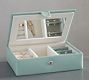 Personalized Mckenna Leather Travel Jewellery Box - Porcelain Blue