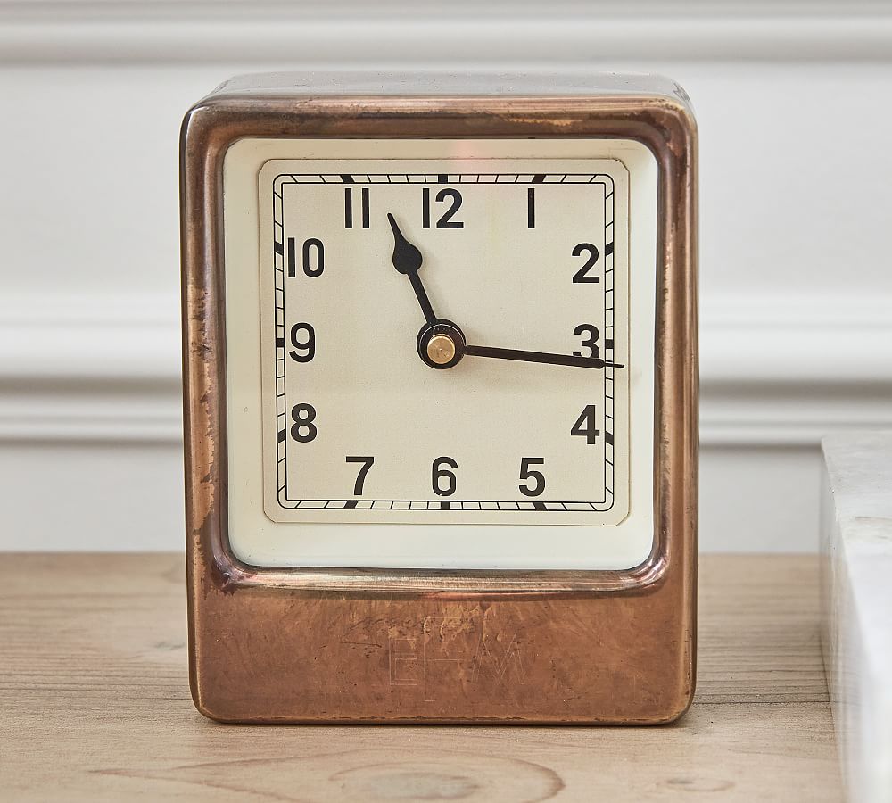 Anton Desktop Clock, Medium, Brass