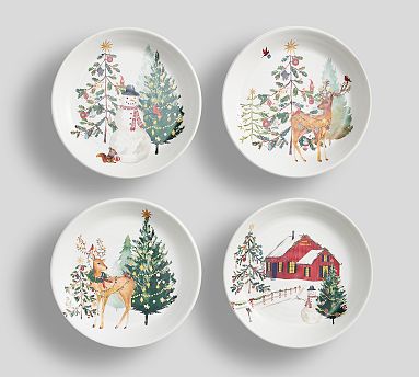 Christmas in the Country Salad Plates - Mixed Set of 4