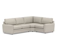 Pearce Square Arm Upholstered Left 3-Piece Wedge Sectional, Down Blend Wrapped Cushions, Performance Heathered Tweed Pebble